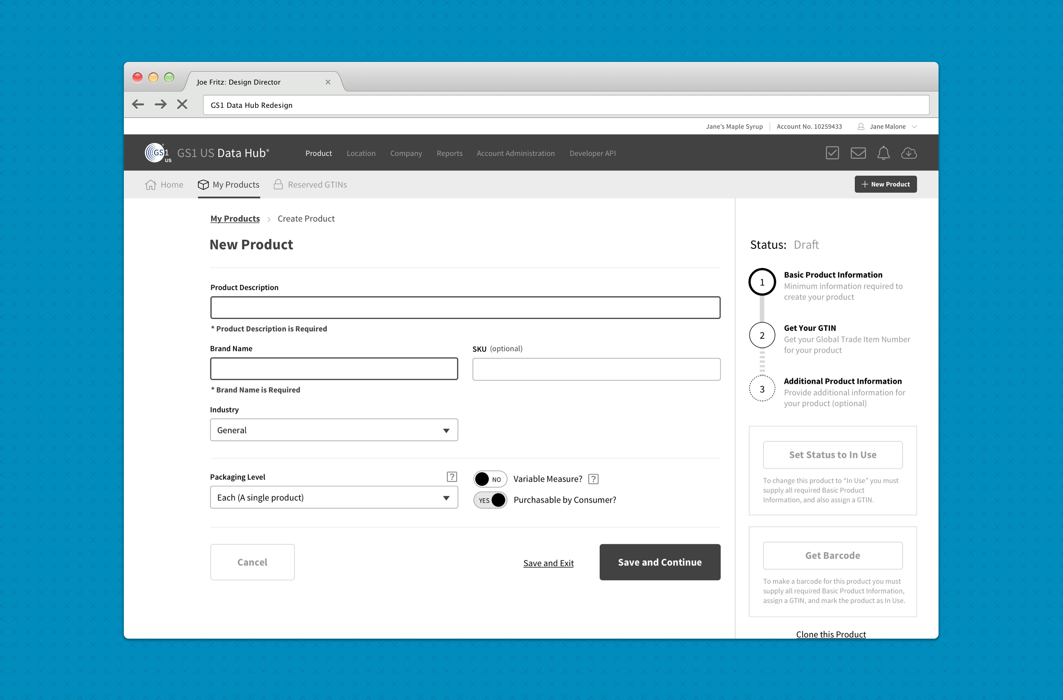 GS1 Wireframe