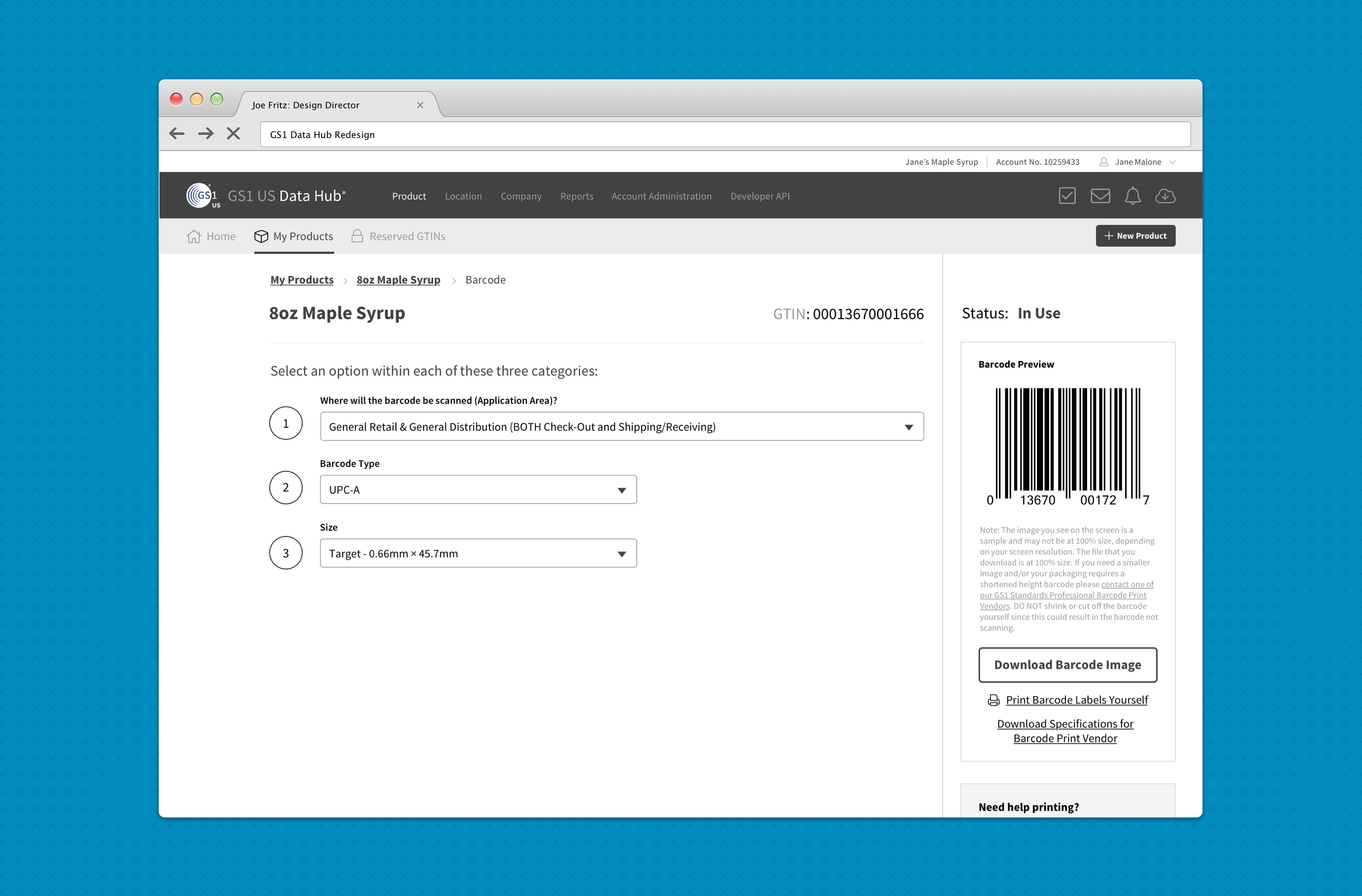 GS1 Wireframe